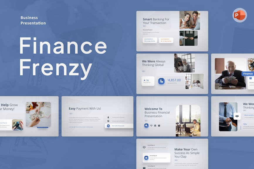 Finance Frenzy Blue Modern Financial PowerPoint