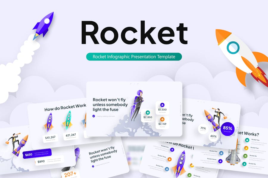 Rocket Infographic PowerPoint Template