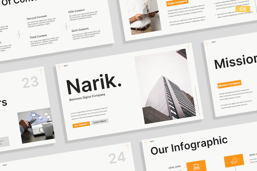 174 White Orange Business Digital Presentation 008