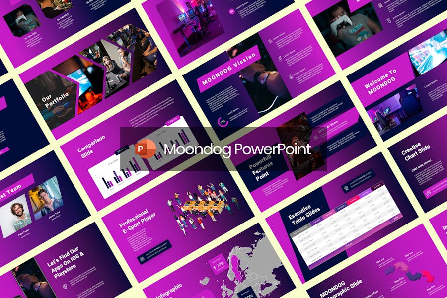 177 Moondog Purple Futuristic Esport PowerPoint