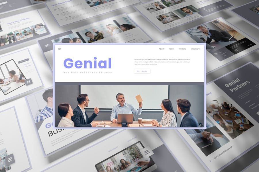 85 Genial - Business Presentation Powerpoint Template