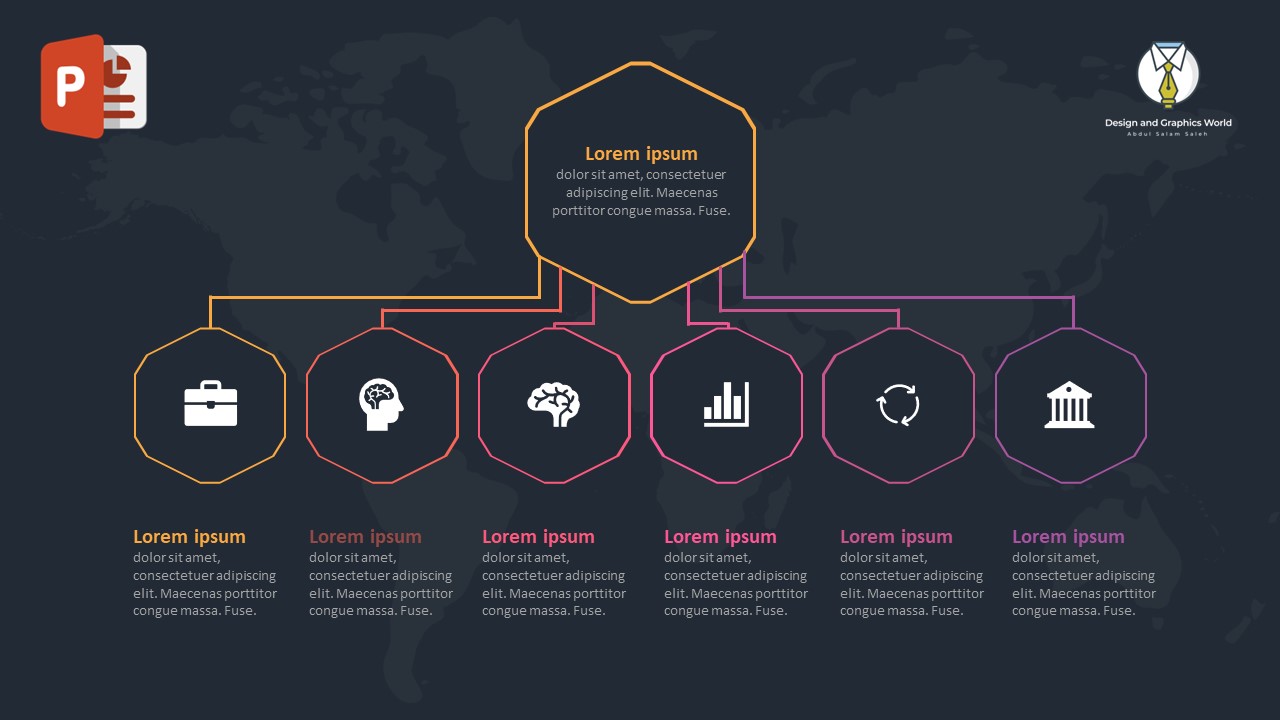 انفوجرافيك ستة خيارات في برنامج بوربوينت
