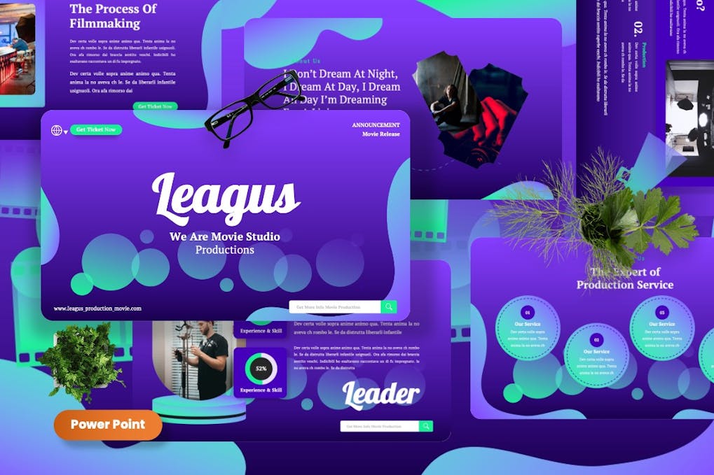 144 Leagus - Movie Production Powerpoint Template