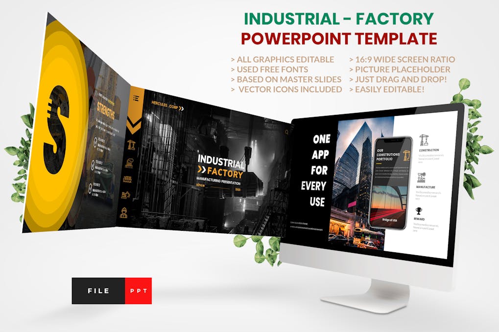 129 Industrial - Factory PowerPoint Template