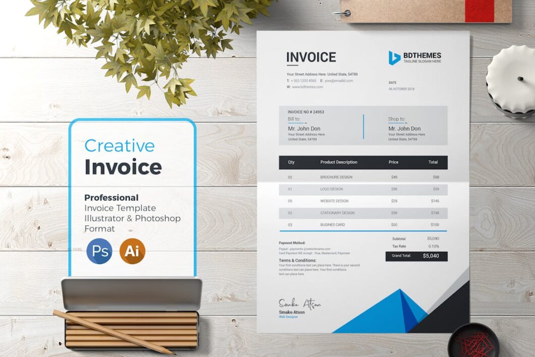 96 Invoice Template 09