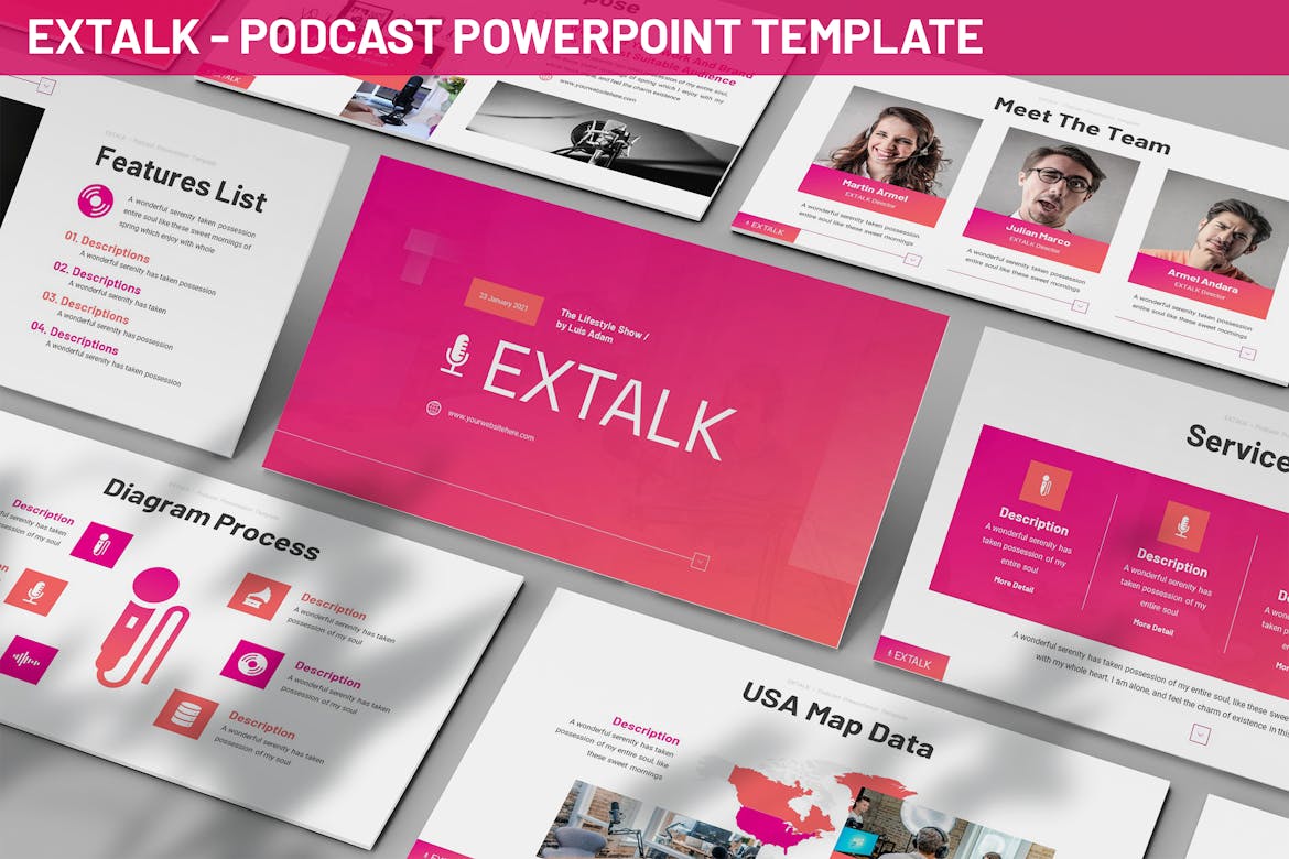 75 Extalk - Podcast Powerpoint Template