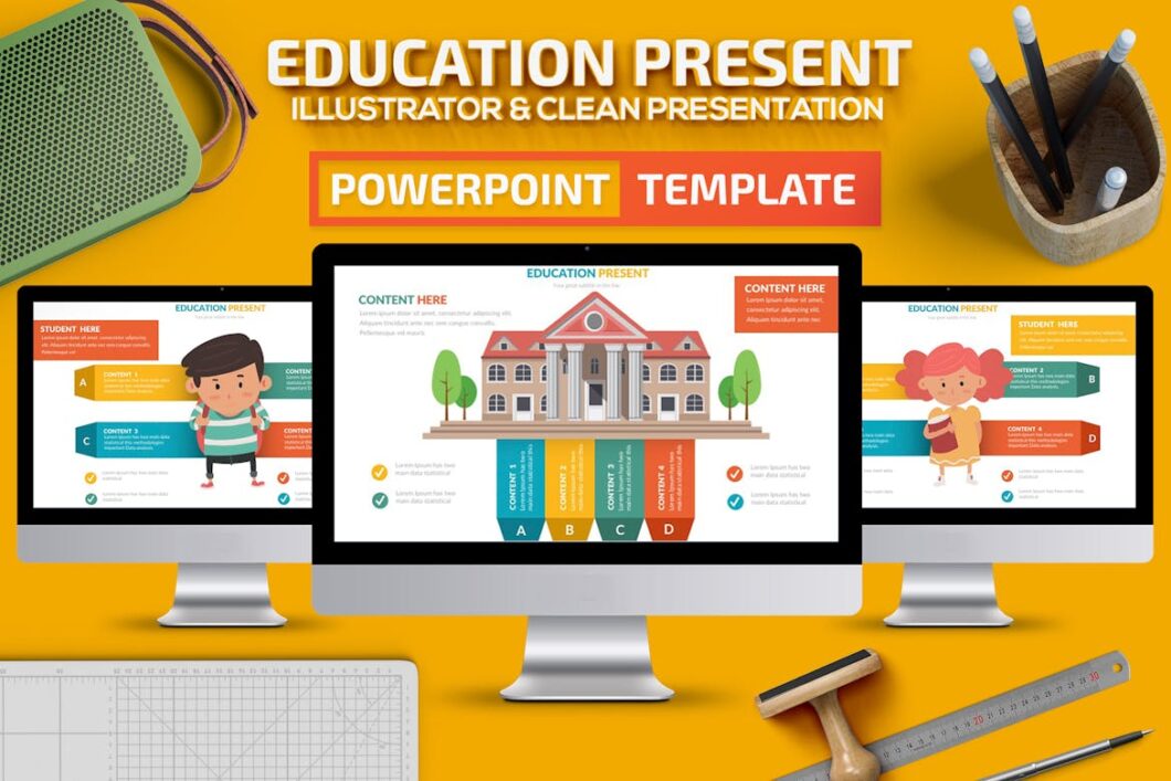 64 Education Powerpoint Slides Template