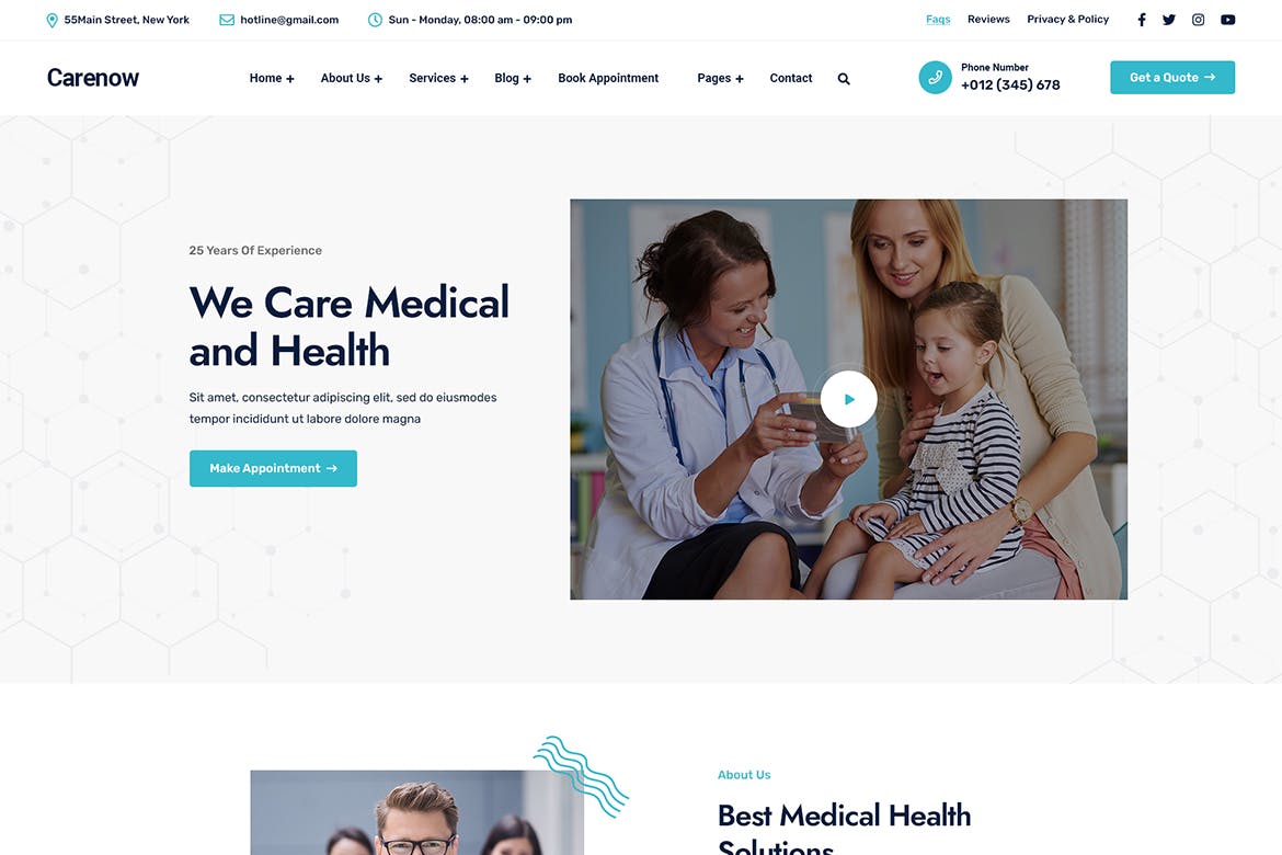Carenow – Medical & Dentist WordPress Theme