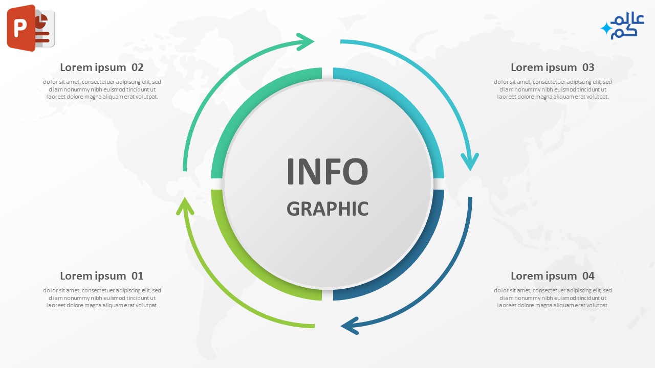 تصميم أربع خيارات انفوجرافيك متحركة في برنامج بوربوينت