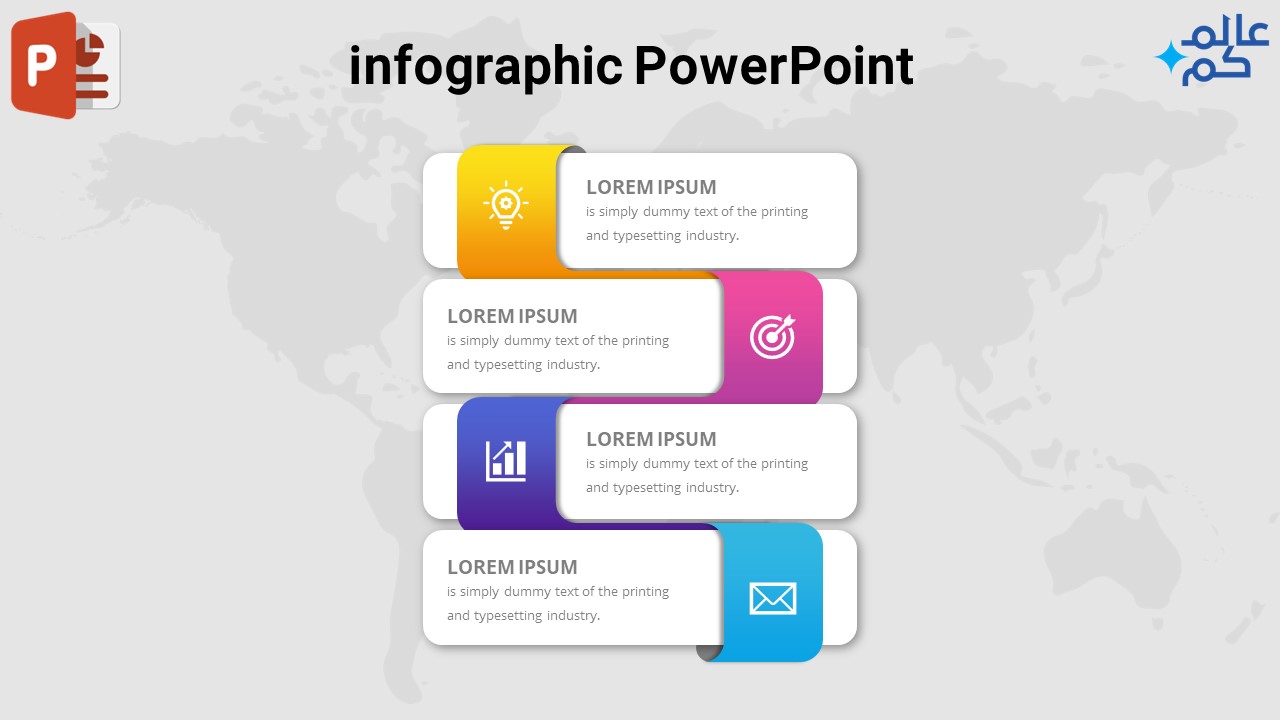 تعلم كيفية انشاء أربع خيارات انفوجرافيك في برنامج مايكروسوفت بوربوينت