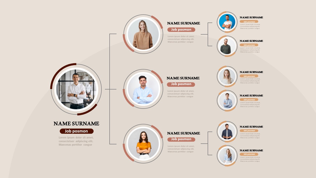 تصميم ناقل حر للمخطط التنظيمي الخطي المسطح مع الصورة في بوربوينت