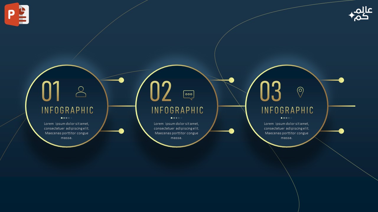 تصميم ثلاث خيارات انفوجرافيك متحركة في برنامج بوربوينت