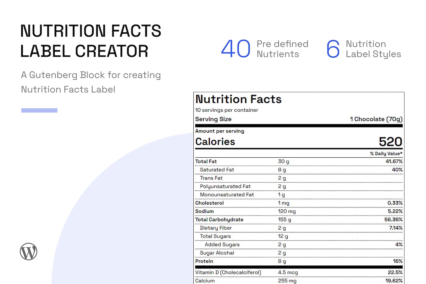 b5c33343-1f6b-424d-93ef-2bb33fd67a8a Nutrition Facts Label Creator (Gutenberg Block)