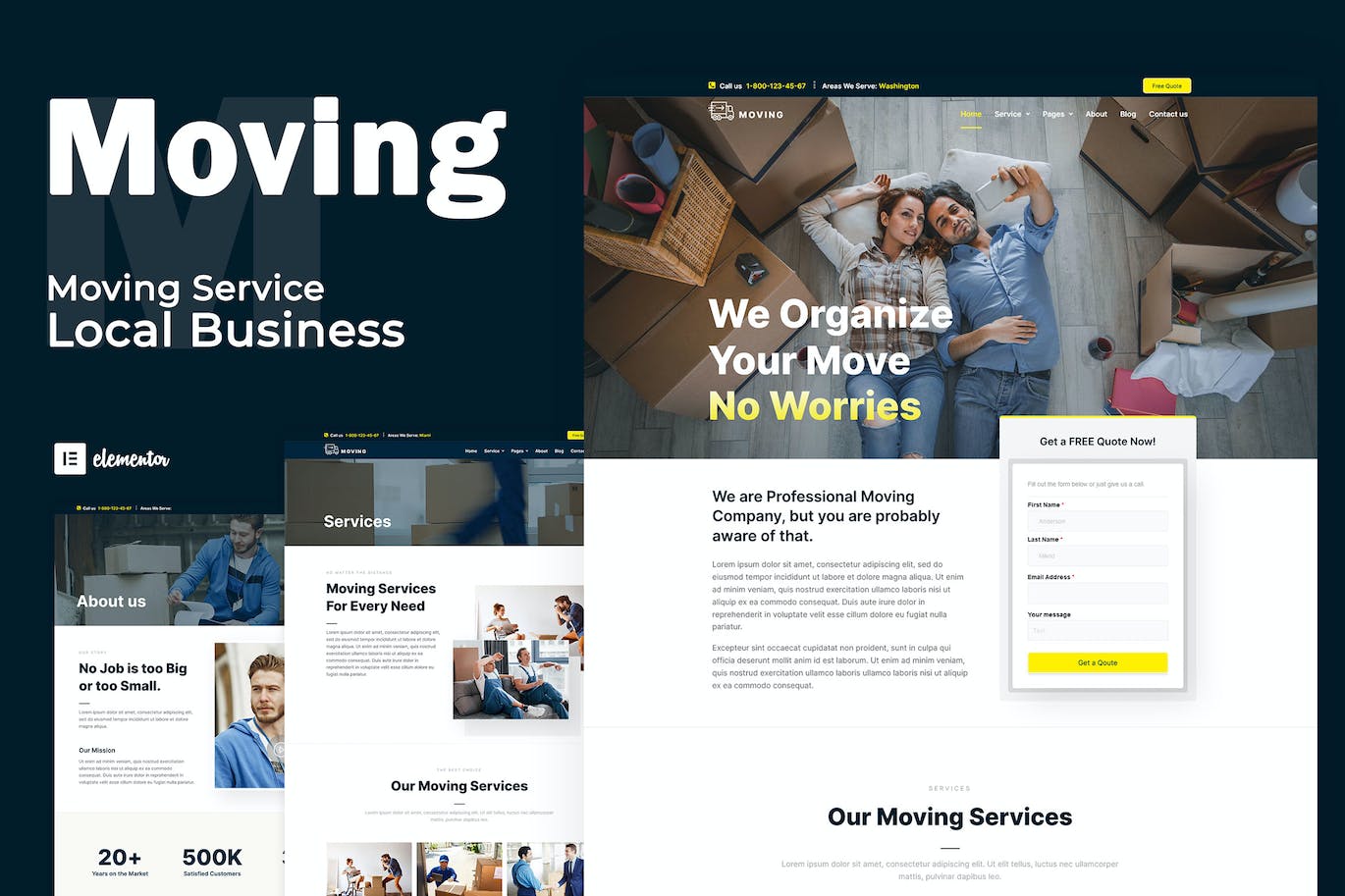 image Moving Service - Local Business Elementor Template Kit