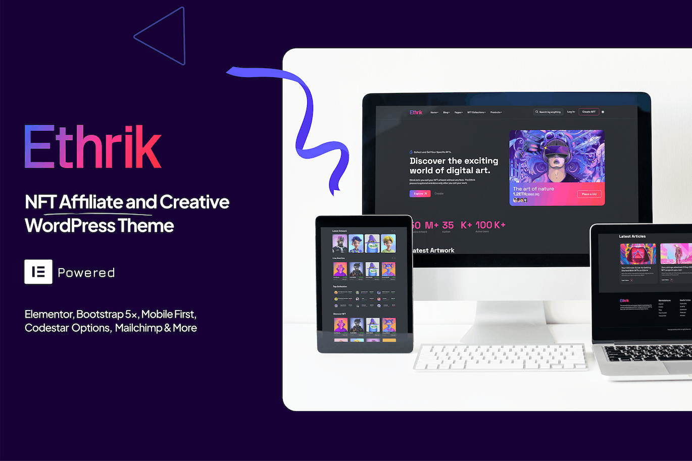 Ethrik - Creative & NFT Affiliate WordPress Theme