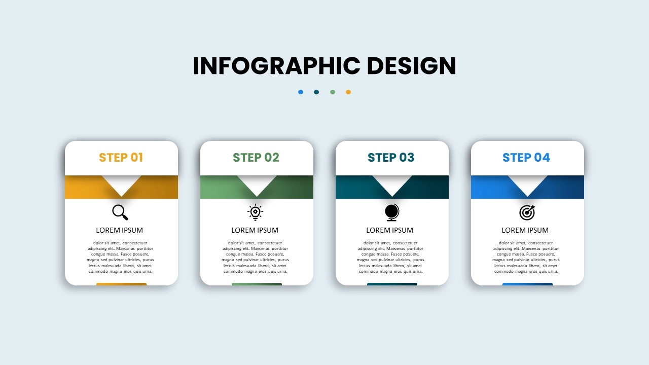 تصميم انفوجرافيك أربعة خيارات في برنامج بوربوينت