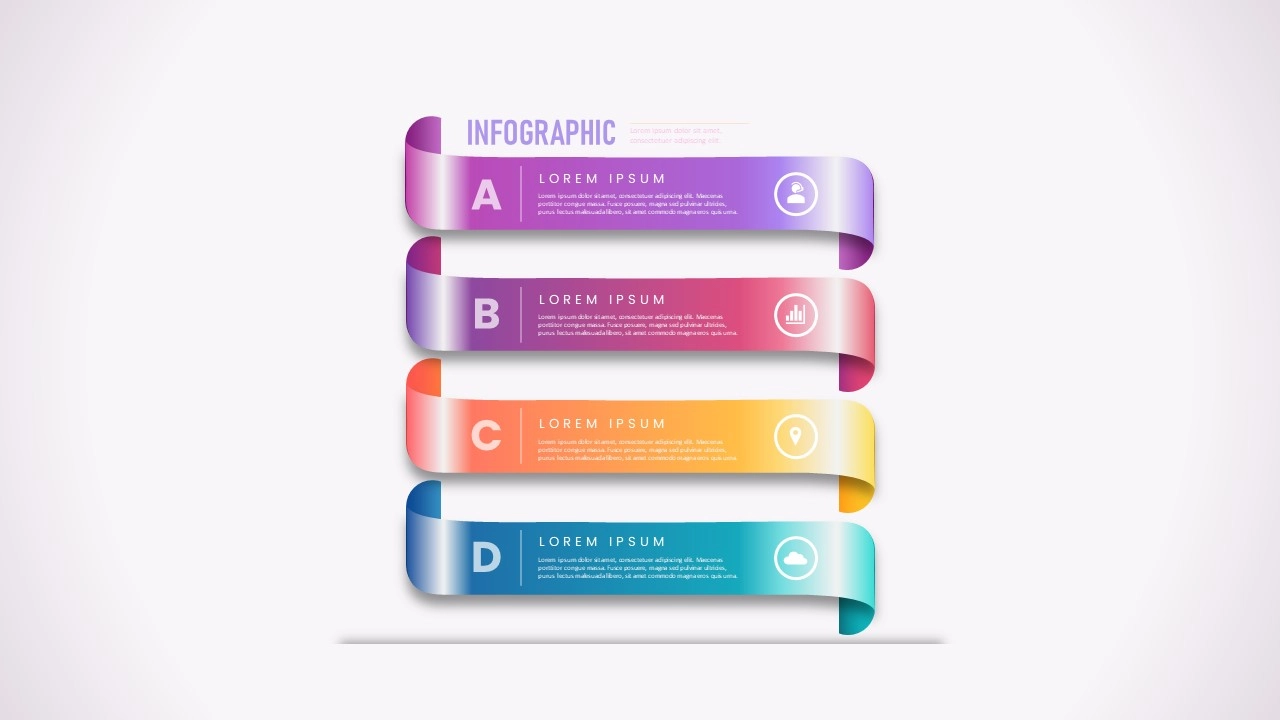 عرض 3 أربعة خيارات انفوجرافيك احترافيةفي برنامج بوربوينت