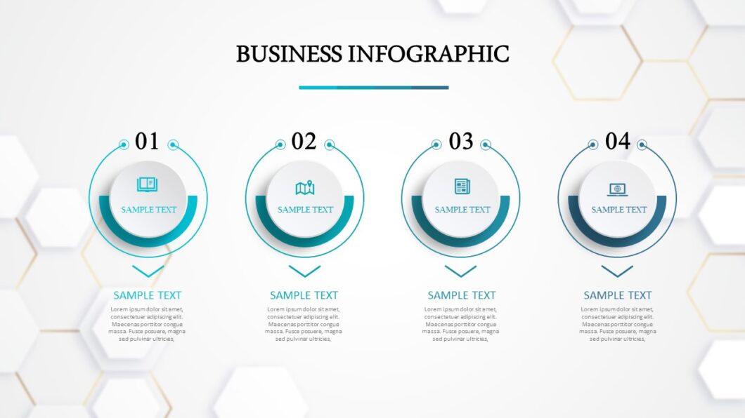تصميم انفوجرافيك أربعة خيارات في برنامج بوربوينت