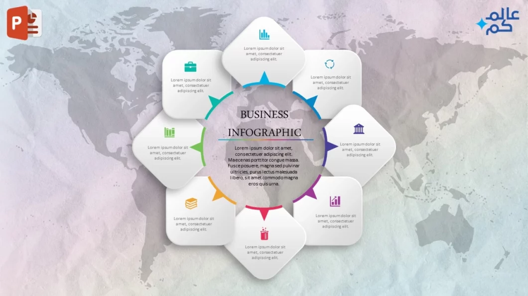 تصميم ثمانية خيارات انفوجرافيك متميزة في برنامج بوربوينت