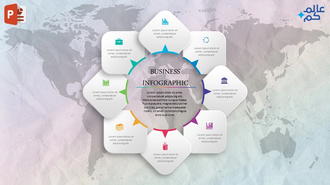 تصميم ثمانية خيارات انفوجرافيك متميزة في برنامج بوربوينت