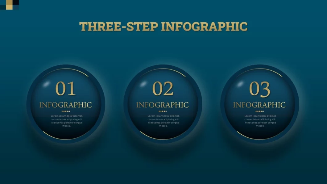 تصميم انفوجرافيك بتأثير الألوان الذهبية في مايكروسوفت بوربوينت
