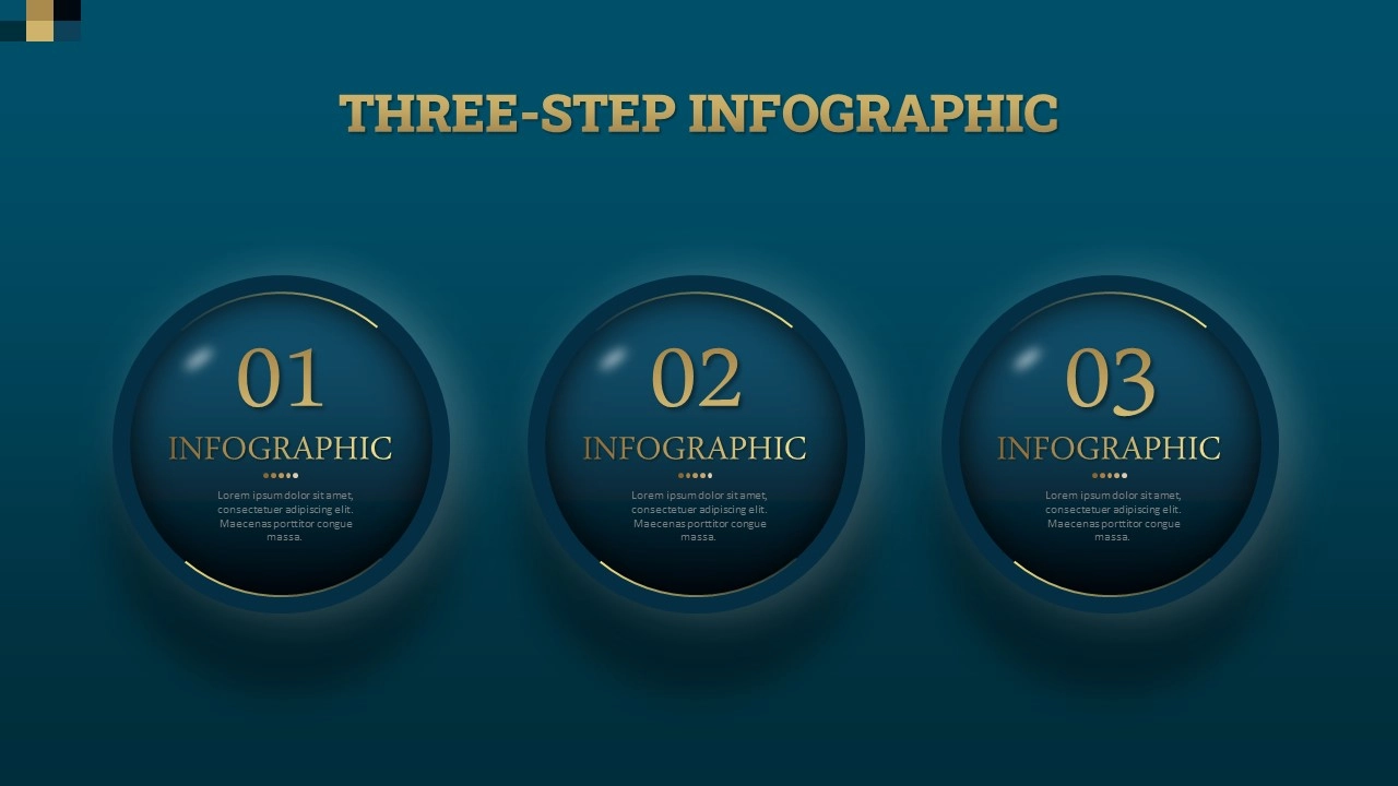 انفوجرافيك ثلاثة خيارات بتأثير اللون الذهبي تصميم انفوجرافيك بتأثير الألوان الذهبية في مايكروسوفت بوربوينت