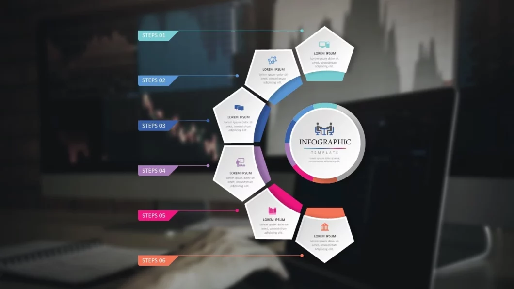 تصميم انفوجرافيك مميزة ستة خيارات للمشاريع في مايكروسوفت بوربوينت