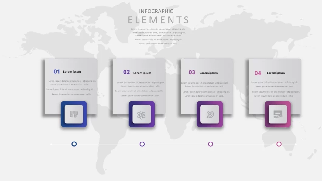 انفوجرافيك أربعة خيارات احترافية مميزة للمشاريع في برنامج بوربوينت