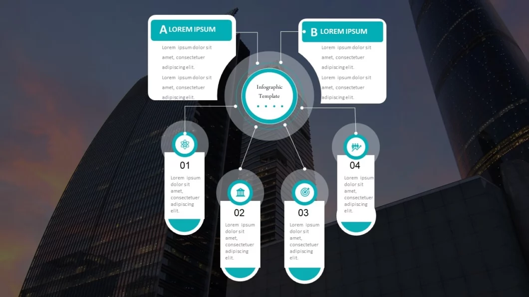 انفوجرافيك ستة خيارات احترافية مميزة للمشاريع في برنامج بوربوينت