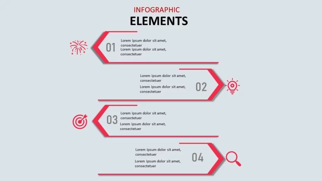 انفوجرافيك أربعة خيارات احترافية مميزة للمشاريع في برنامج بوربوينت