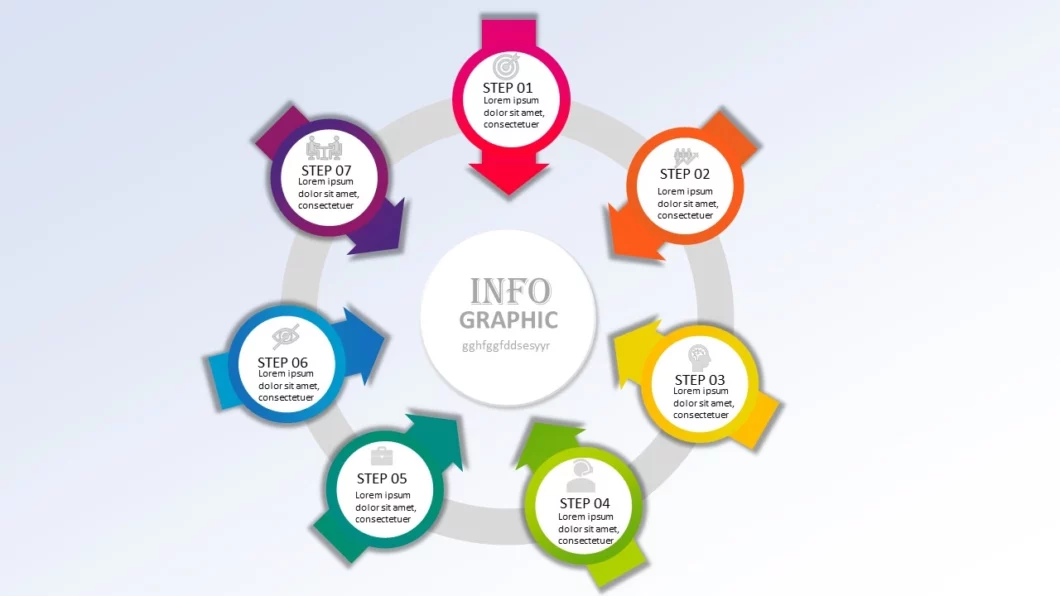 انفوجرافيك سبعة خيارات احترافية مميزة للمشاريع في برنامج بوربوينت