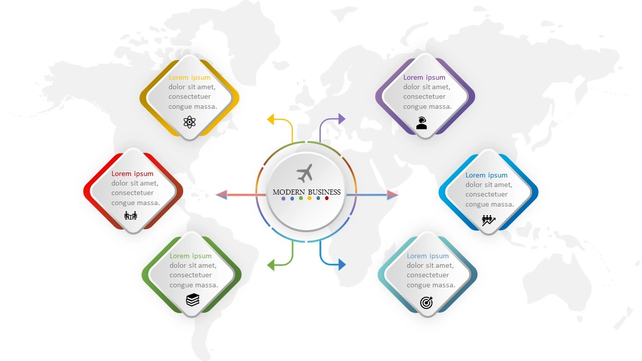 2 انفوجرافيك ستة خيارات احترافية مميزة للمشاريع في برنامج بوربوينت