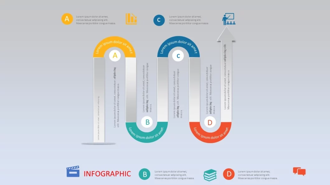 انفوجرافيك أربعة خيارات احترافية مميزة للمشاريع في برنامج بوربوينت