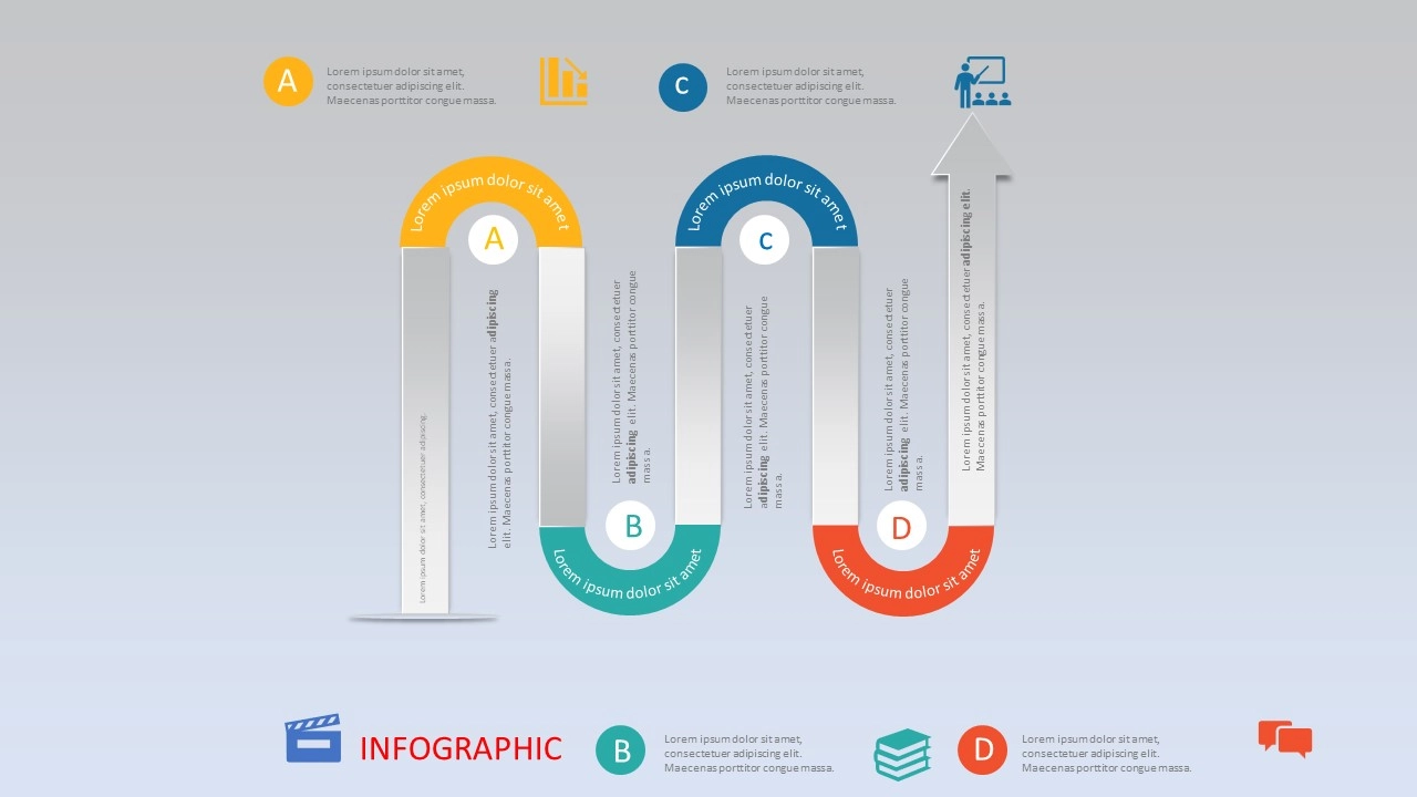 انفوجرافيك أربعة خيارات احترافية مميزة للمشاريع في برنامج بوربوينت