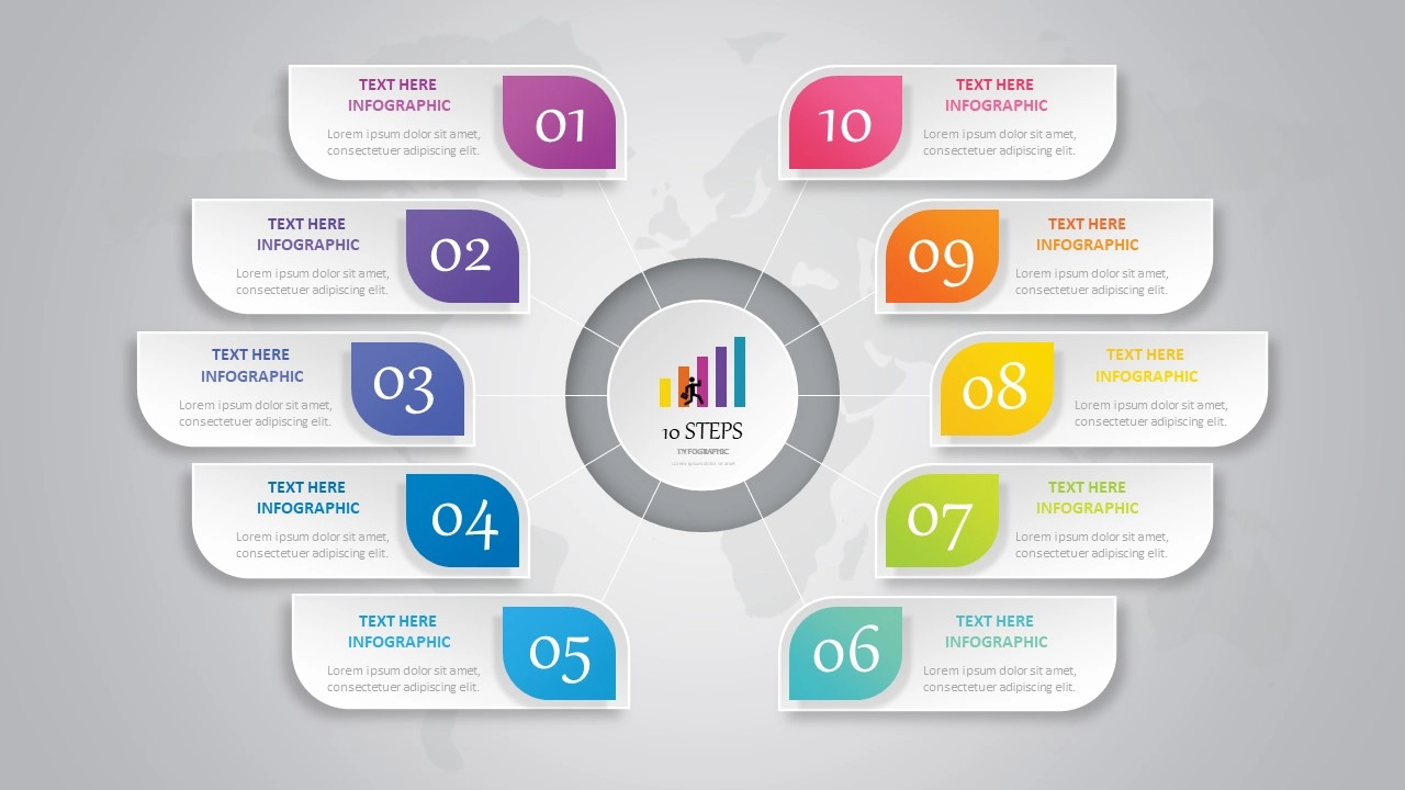 انفوجرافيك عشرة خيارات احترافية في برنامج بوربوينت