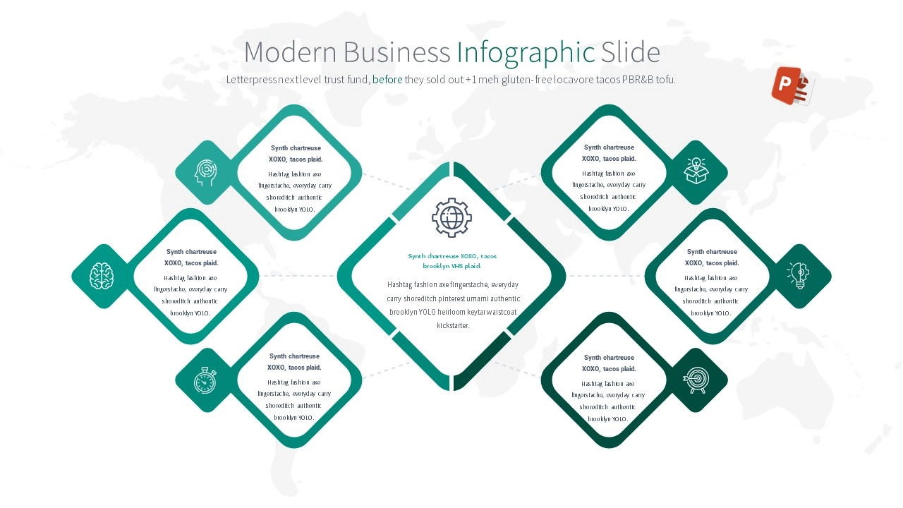 إنشاء انفجرافيك ستة خيارات في برنامج بوربوينت لعرض الأفكار