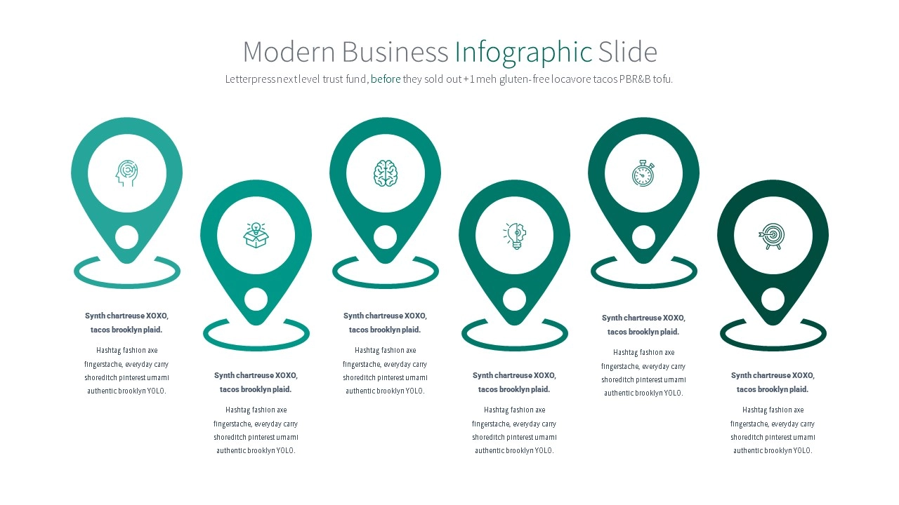 تصميم انفوجرافيك ستة خيارات احترافي  في برنامج بوربوينت