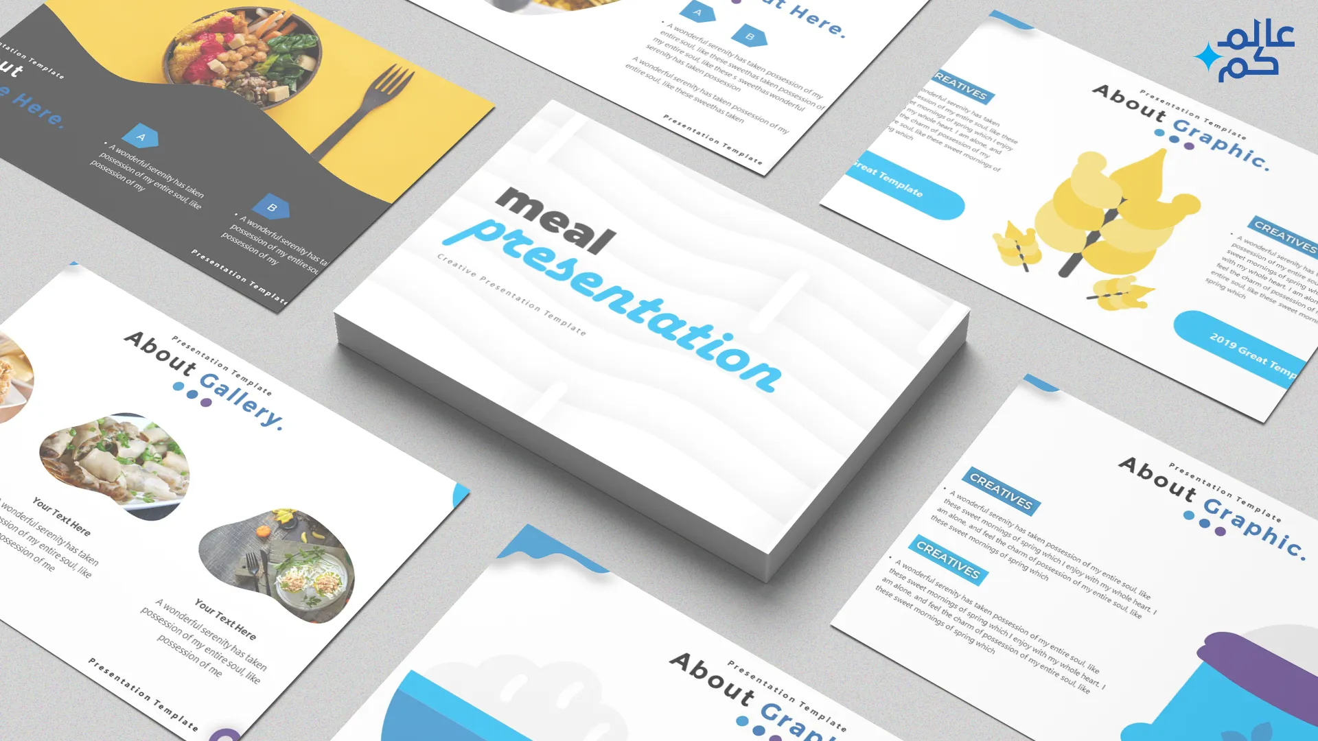 المصغرة (17) قالب بوربوينت 150 شريحة للطعام الفاخر والمطعم مع ملحقات تصميم وثيمات لونية مميزة وشرائح انفوجرافيك