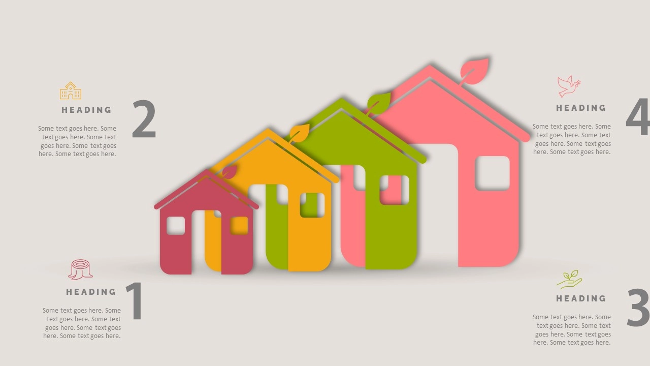 انفوجرافيك أربعة خيارات مميزة للمشاريع في برنامج بوربوينت