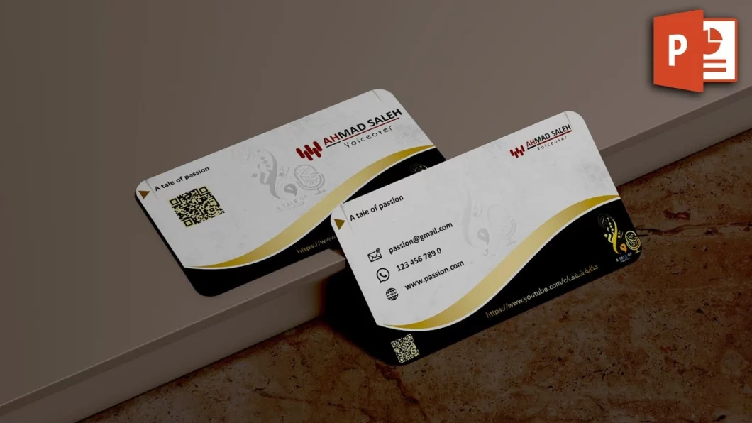كرت فيزيت في برنامج بوربوينت - Design business card In PowerPoint