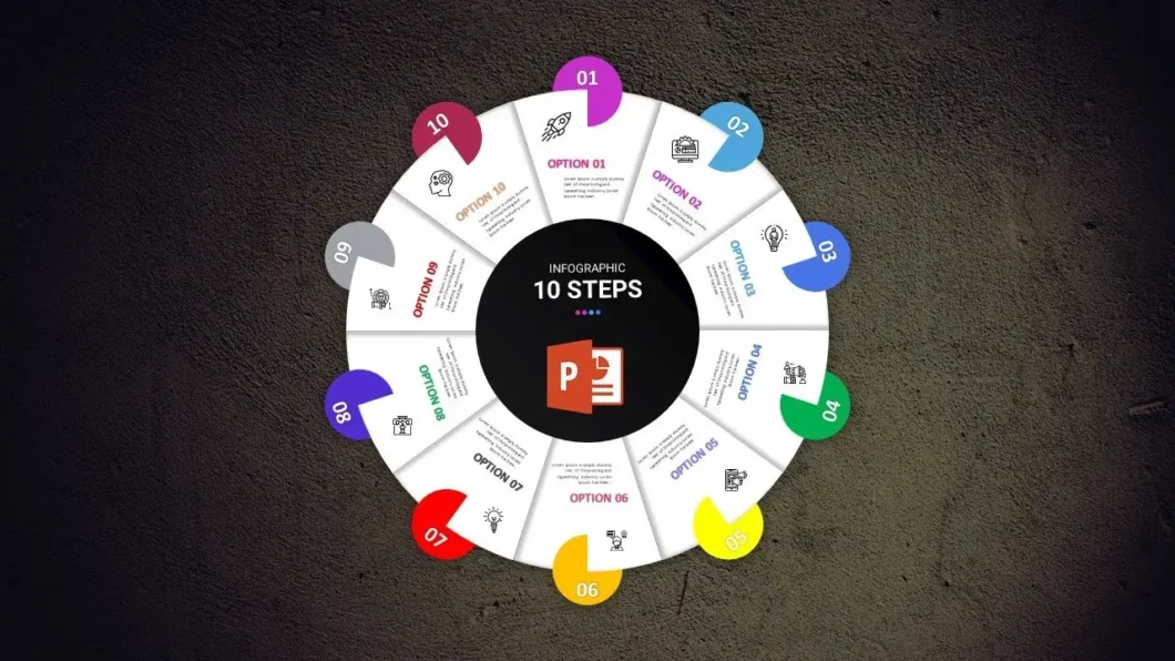 تصميم انفوجرافيك متميز - مخطط بياني دائري في برنامج بوربوينت