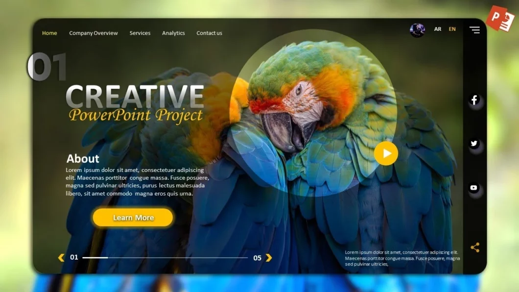 مشروع بوربوينت إبداعي معتمد على الارتباطات التشعبية ✨ عروض بوربوينت احترافية