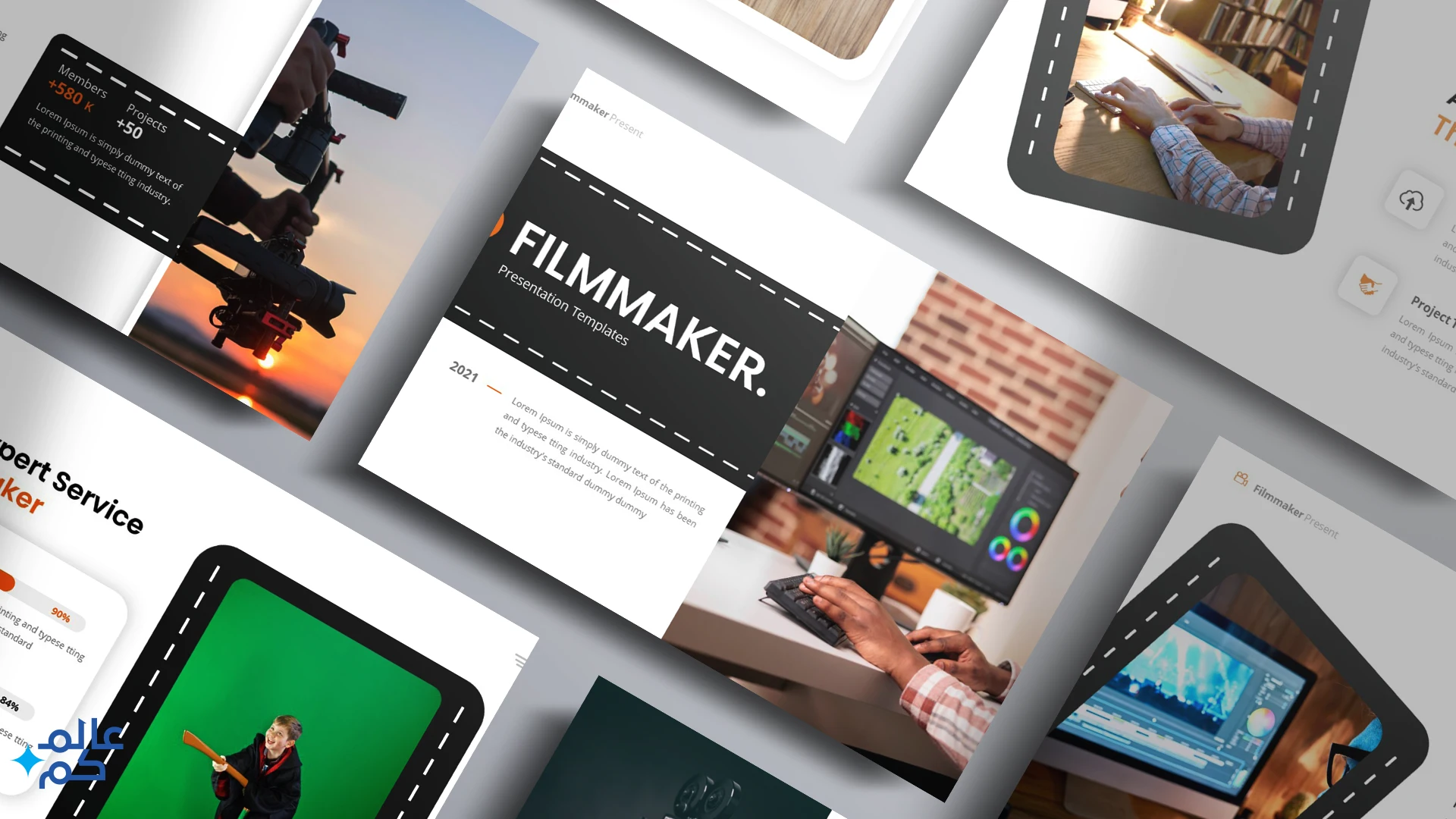 المصغرة (1) قالب بوربوينت 30 شريحة لتدريبات منشئ المحتوى مع ملحقات تصميم متميزة مع أجمل الثيمات اللونية