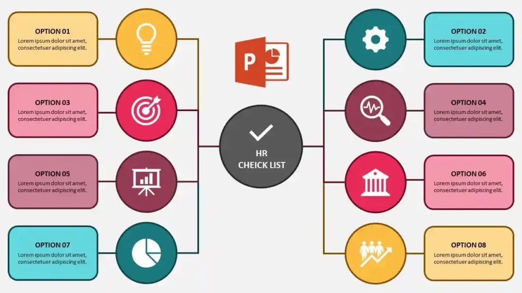 انفوجرافيك ثمانية خيارات مميزة في برنامج بوربوينت