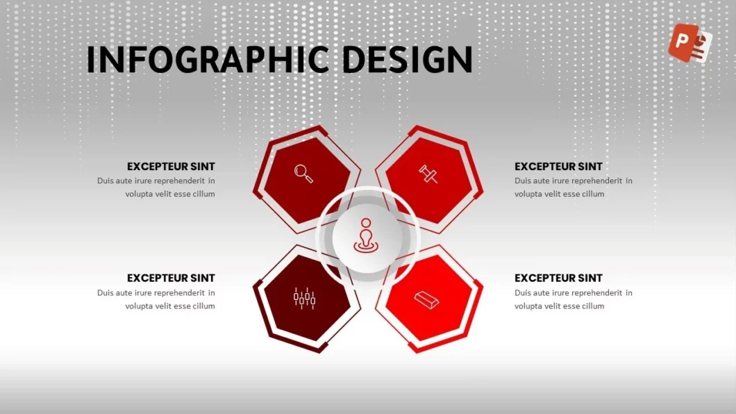 انفوجرافيك أربعة خيارات في برنامج بوربوينت