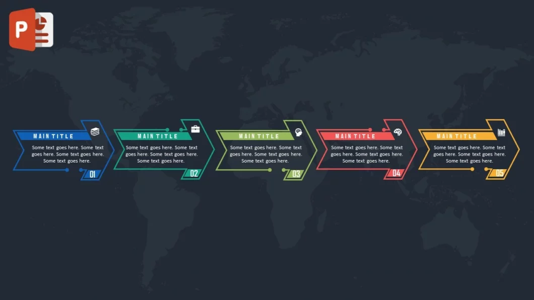 انفوجرافيك خمسة خيارات احترافية مميزة لمشاريع الاعمال في برنامج بوربوينت