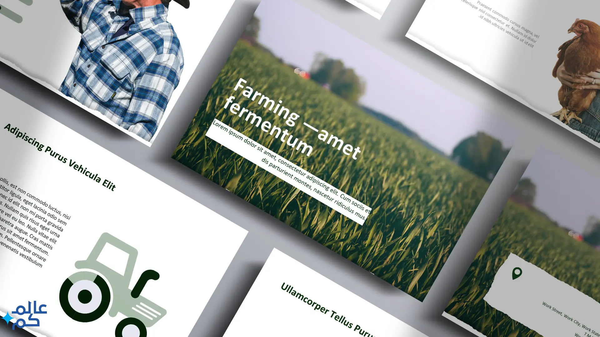 المصغرة (56) قالب بوربوينت 60 شريحة للتدريبات الزراعية مع ملحقات تصميم متميزة مع أجمل الثيمات اللونية