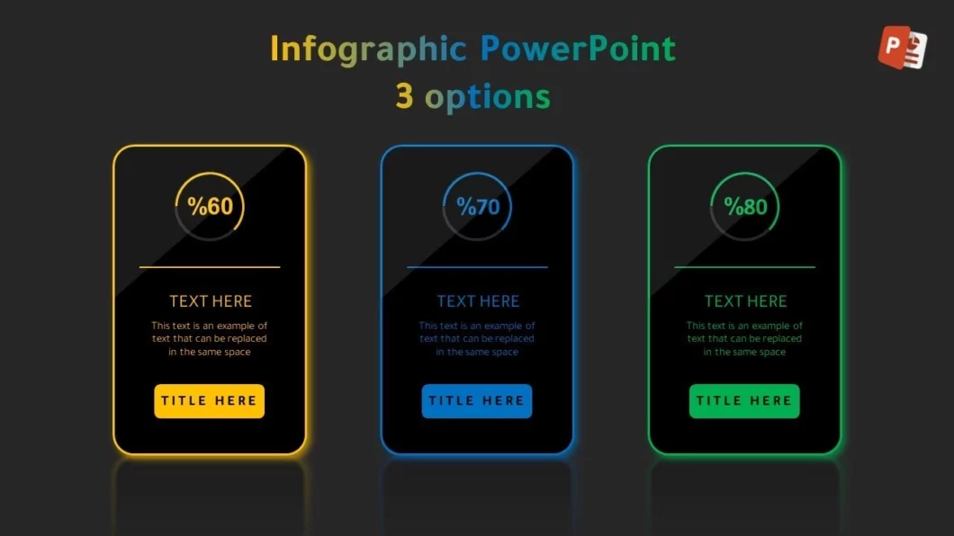 انفوجرافيك ثلاث خيارات مميزة  في برنامج بوربوينت