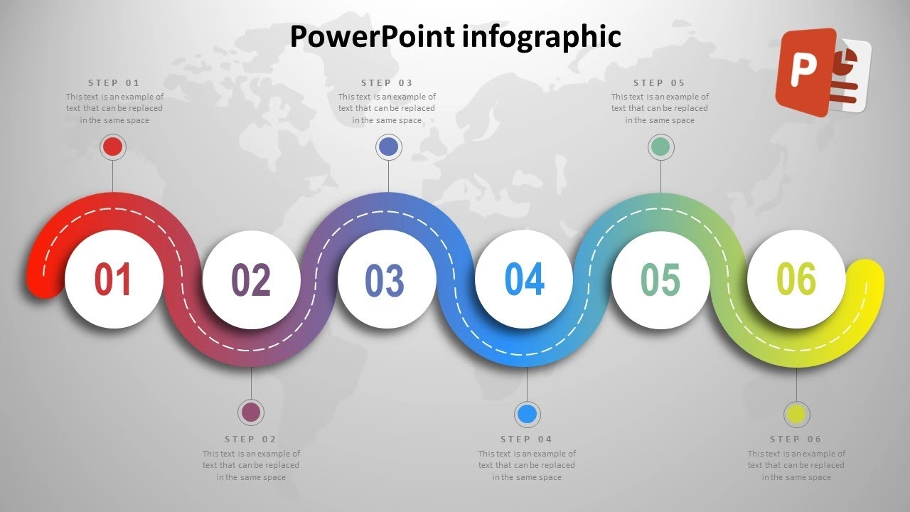 انفوجرافيك ستة خيارات في برنامج بوربوينت لعرض الأفكار