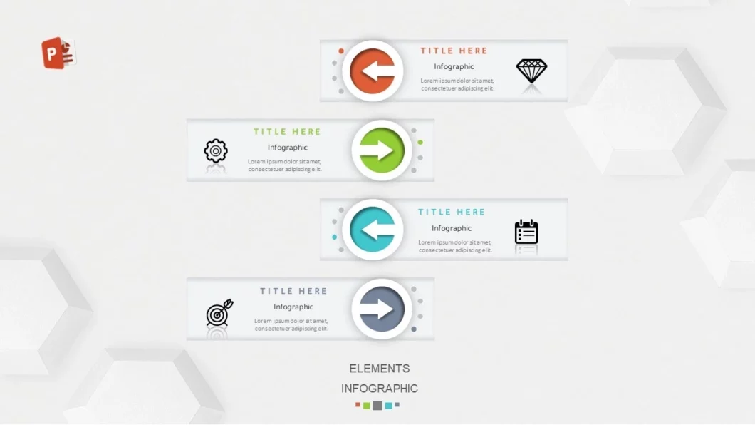 انفوجرافيك  أربعة خيارات متحركة في برنامج بوروينت